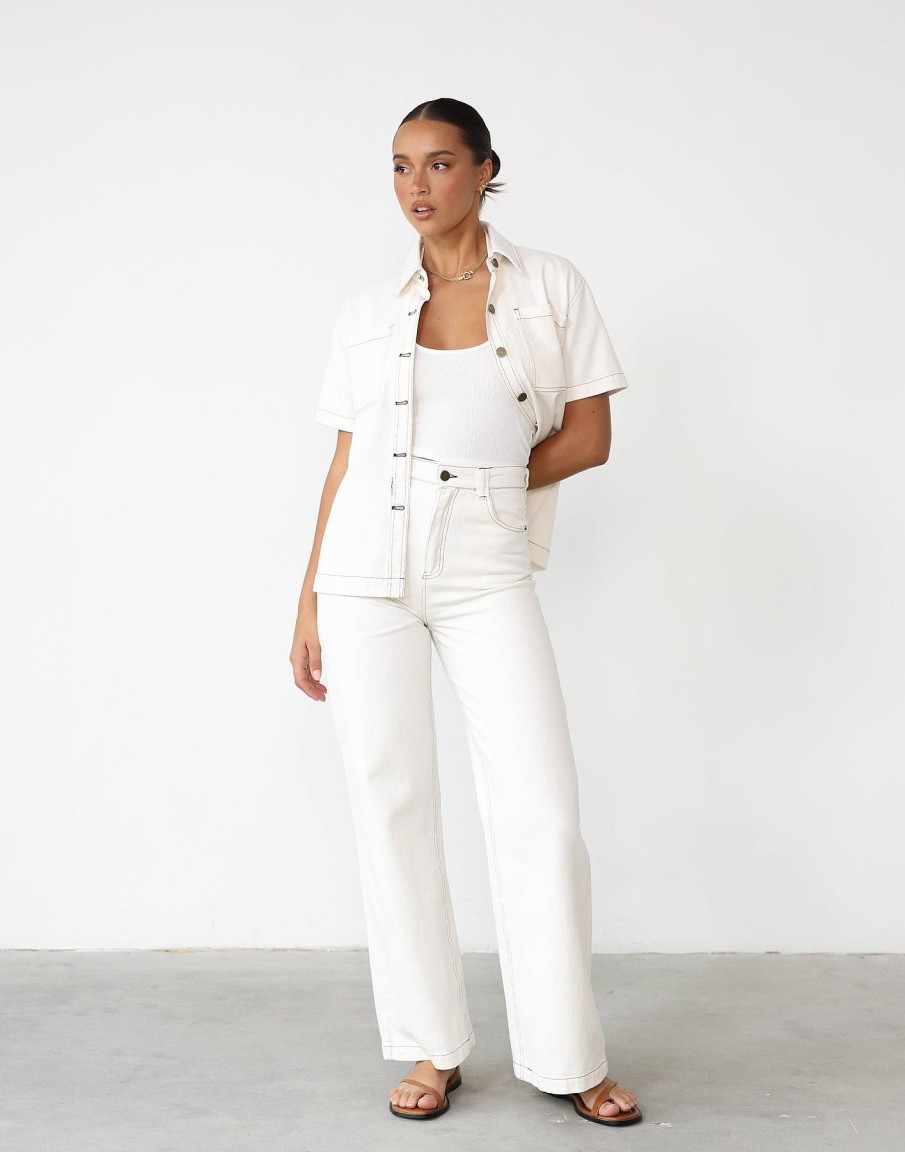 Clothing Pink Diamond Denim Edit | Lili Denim Shirt (White)