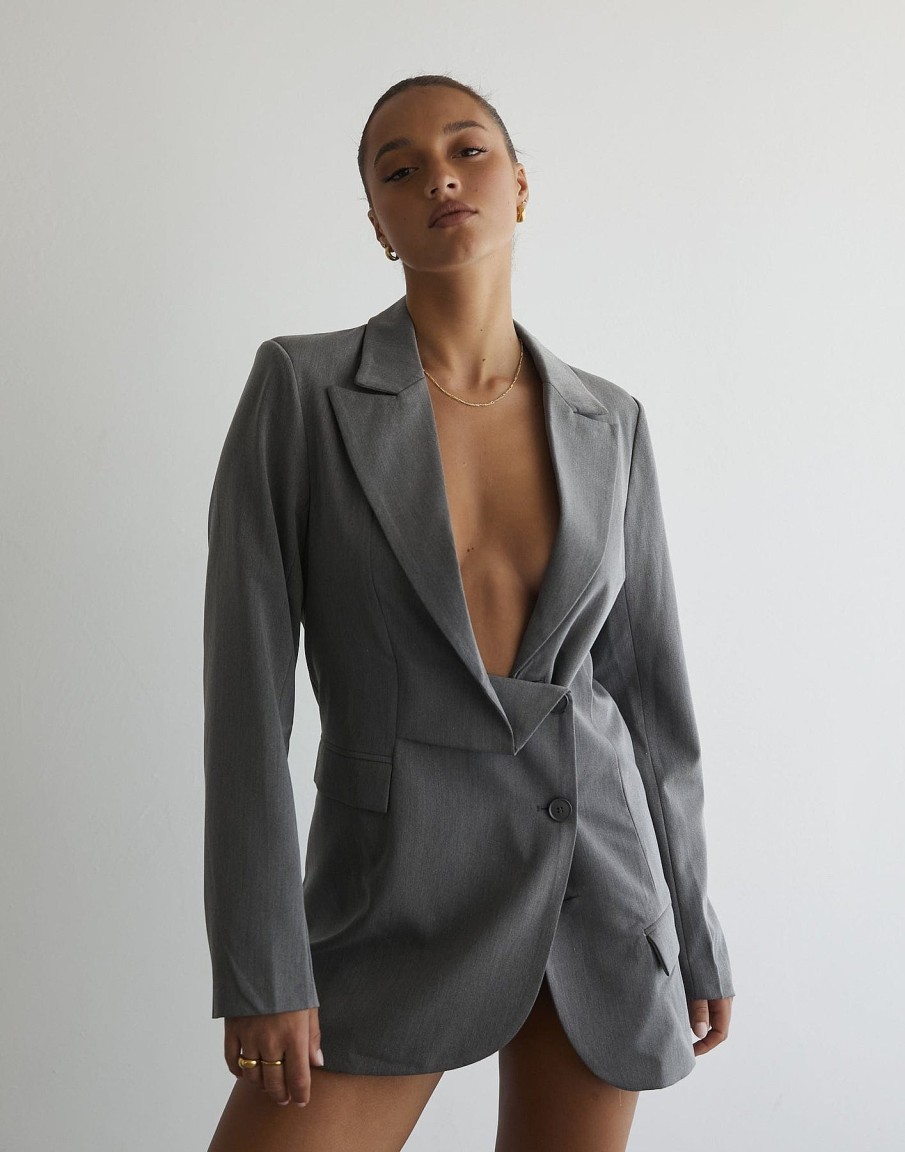 Clothing Charcoal Clothing Blazers | Austen Blazer Dress (Dark Grey)