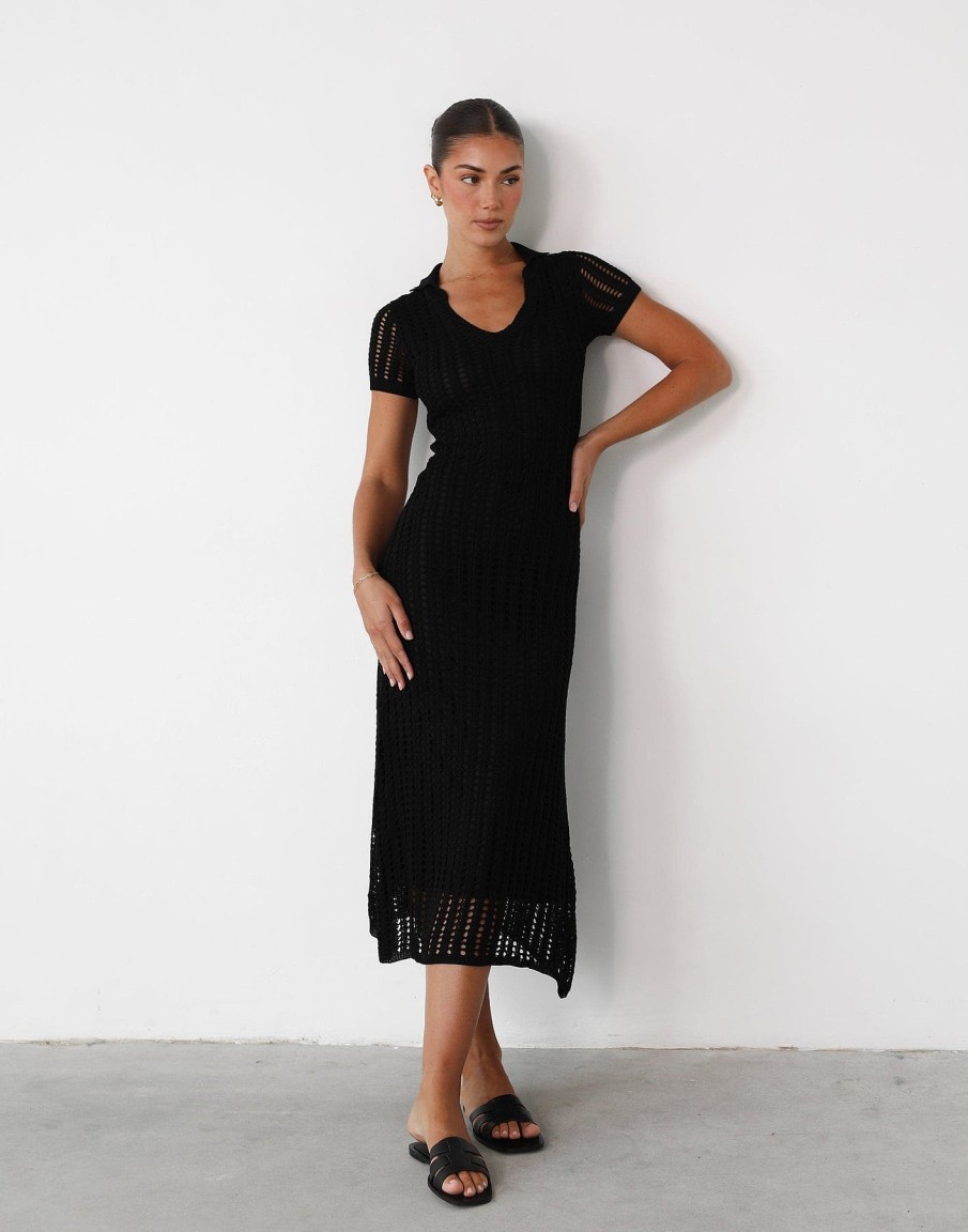 Clothing CHARCOAL Midi Dresses | Hennie Midi Dress (Black)