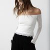 Clothing Charcoal Clothing Long Sleeve Tops | Lottie Mesh Top (White)