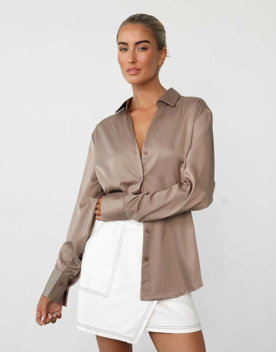 Clothing Charcoal Clothing Partywear | Martha Long Sleeve Shirt (Ash)