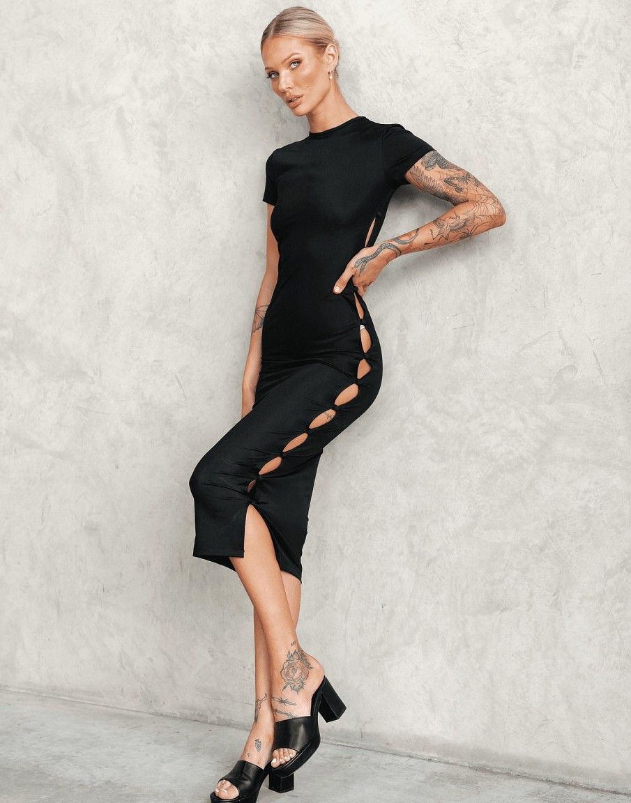 Clothing Lioness Partywear | Brentwood Midi Dress (Black) - By Lioness