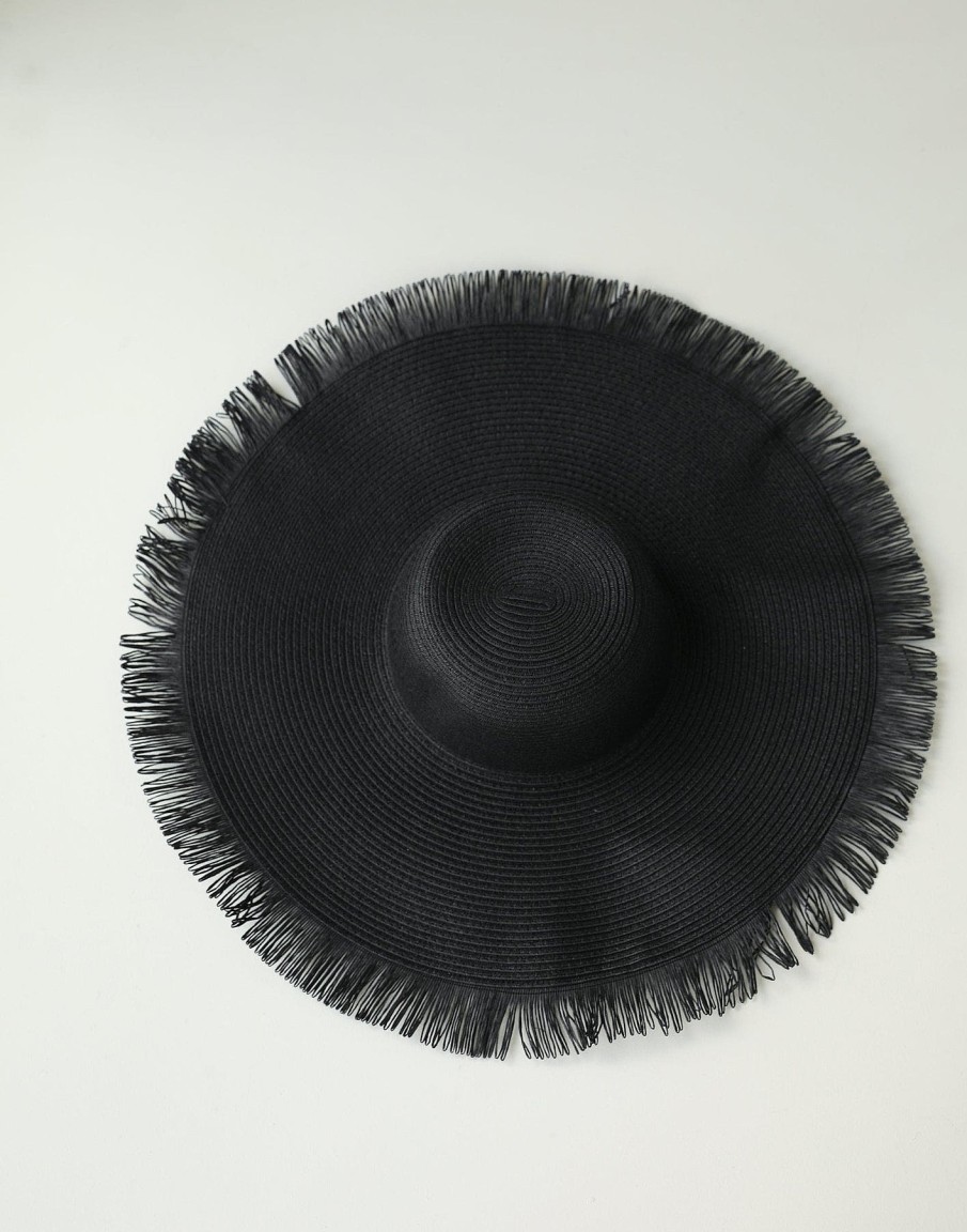 Accessories Charcoal Clothing Hats | Tamara Wide Brim Straw Hat (Black)