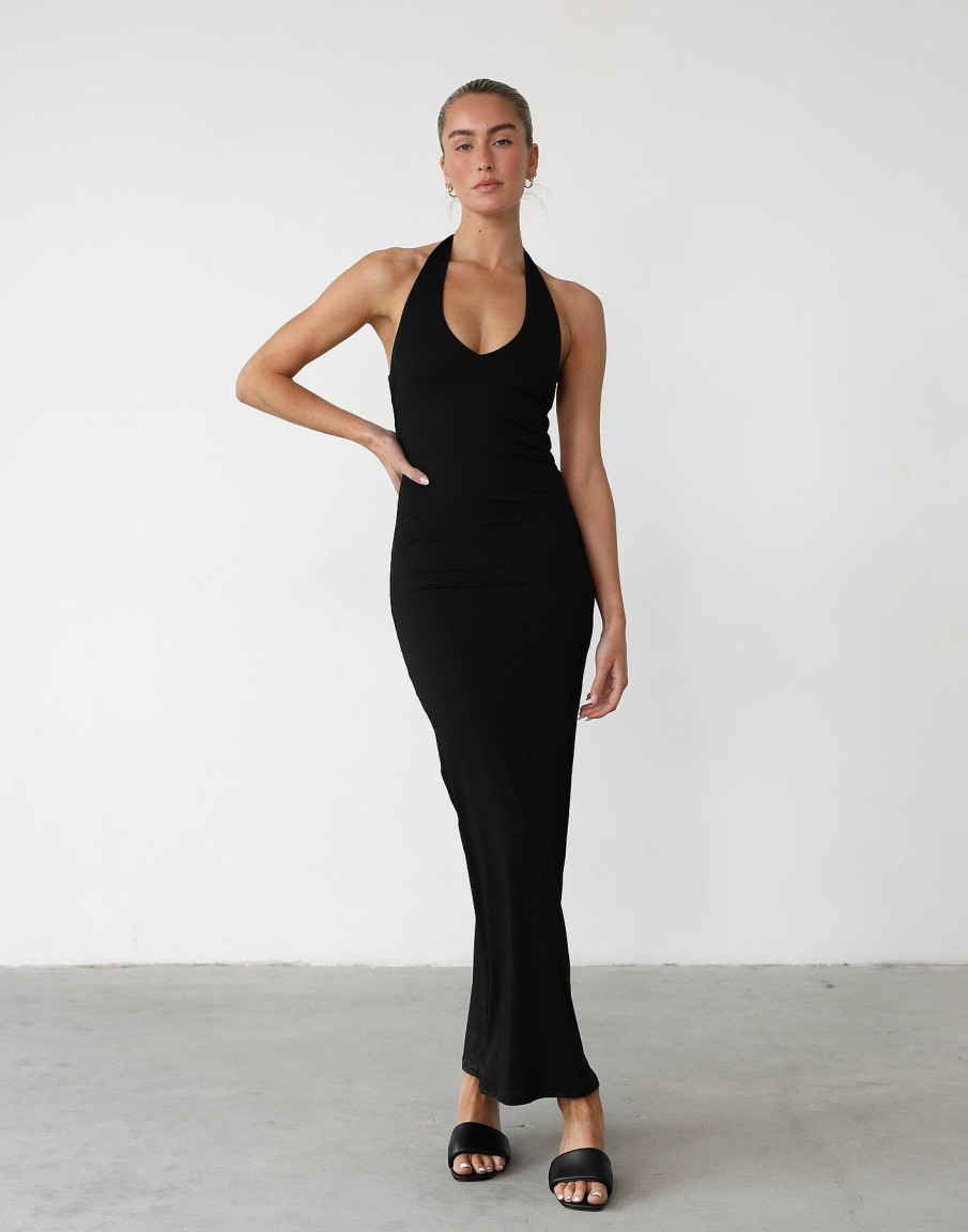 Clothing Qtrend Partywear | Veena Maxi Dress (Black)