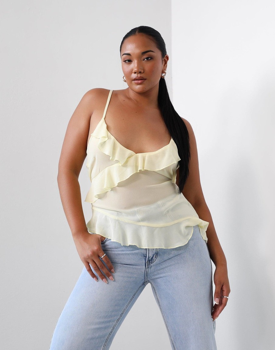 Clothing Charcoal Clothing Partywear | Daphne Top (Lemon)