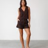 Clothing Charcoal Clothing | Rania Linen Vest (Chocolate)