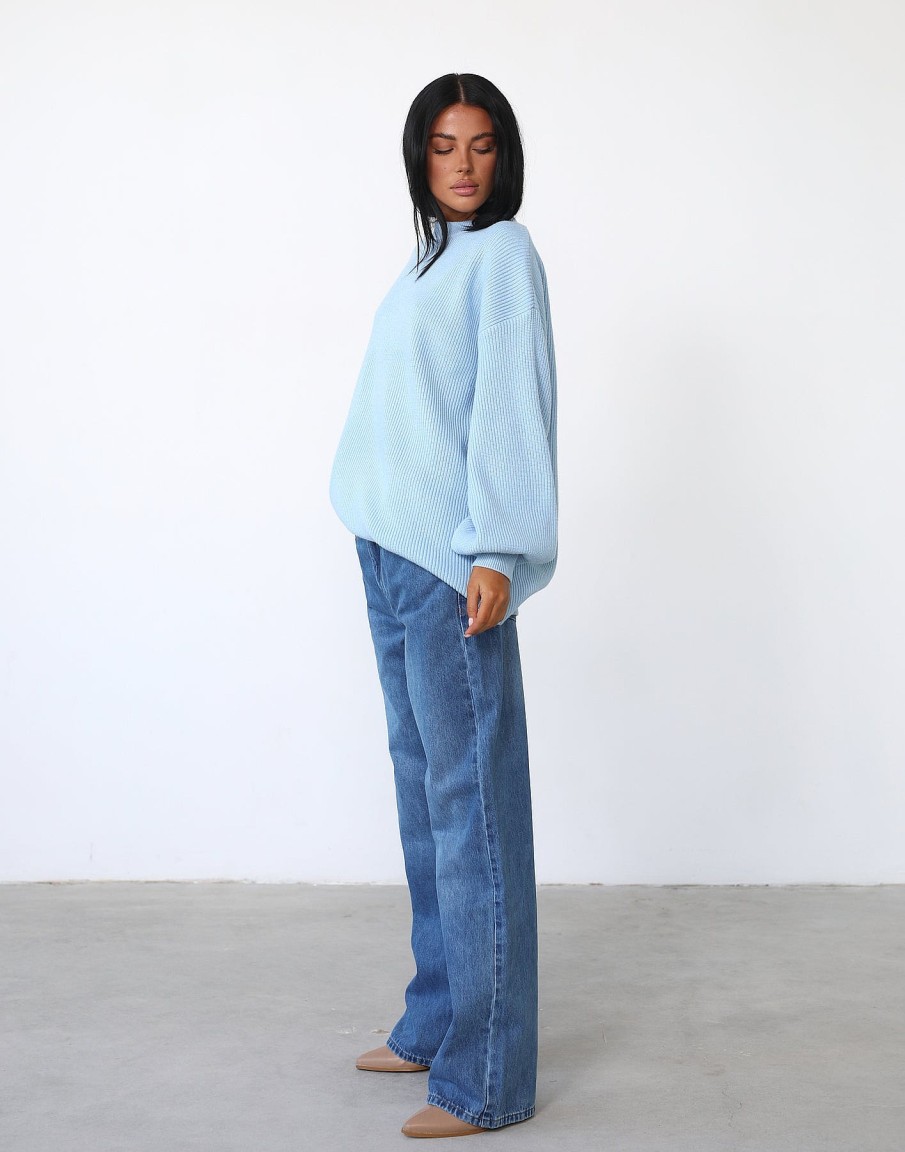 Clothing Charcoal Clothing Knitwear | Cody Oversized Jumper (Powder Blue)