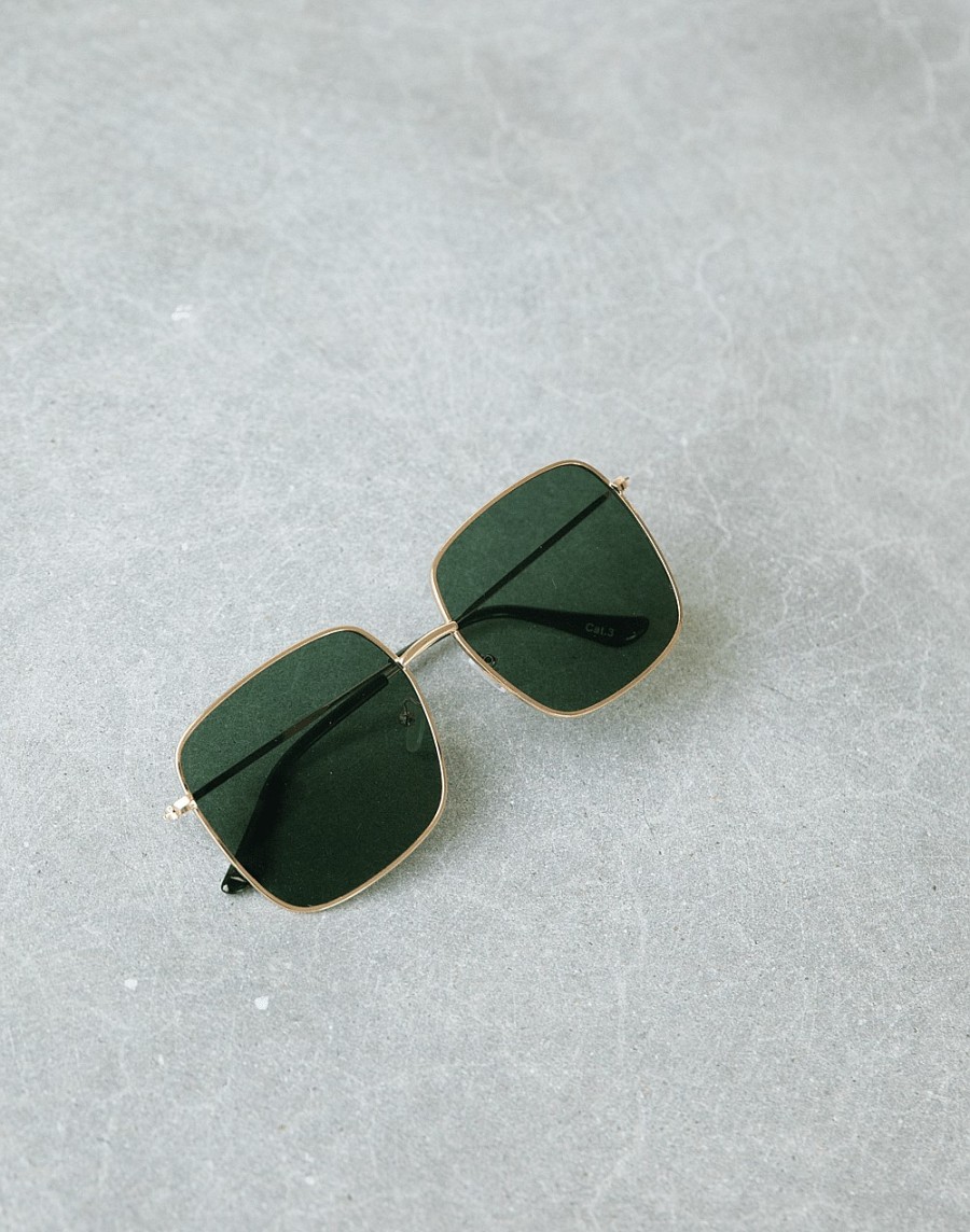 Accessories Charcoal Clothing | No Time Sunglasses (Gold/Green)