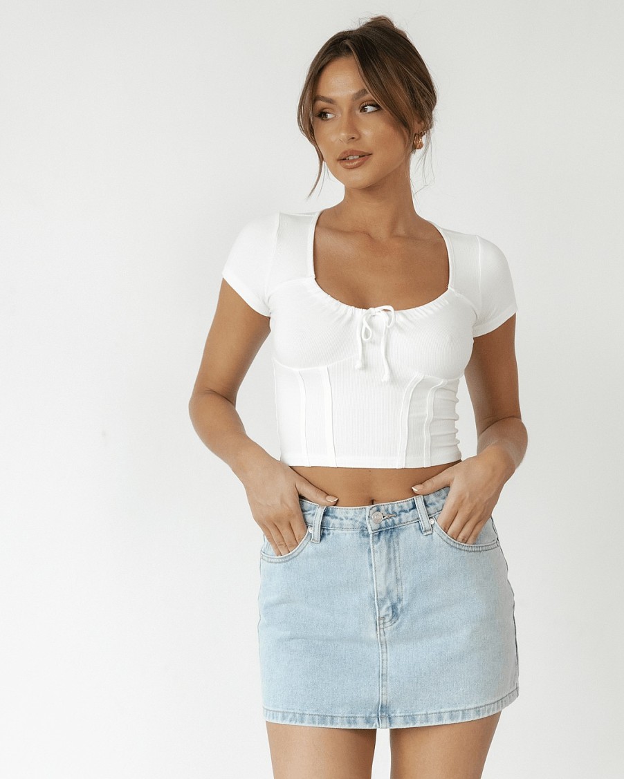 Clothing Red Berry Crop Tops | Caxton Crop Top (White)