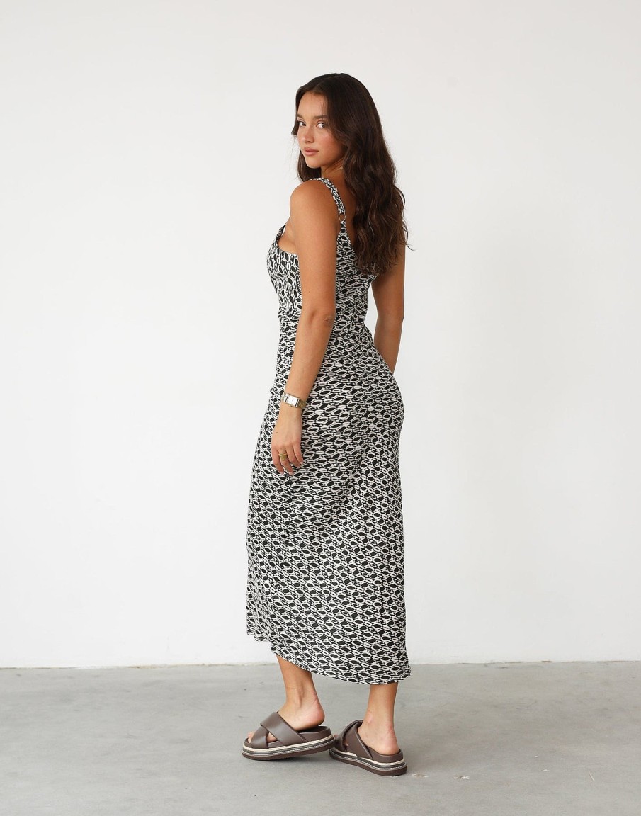 Clothing White Closet Midi Dresses | Amma Midi Dress (Geo Print)