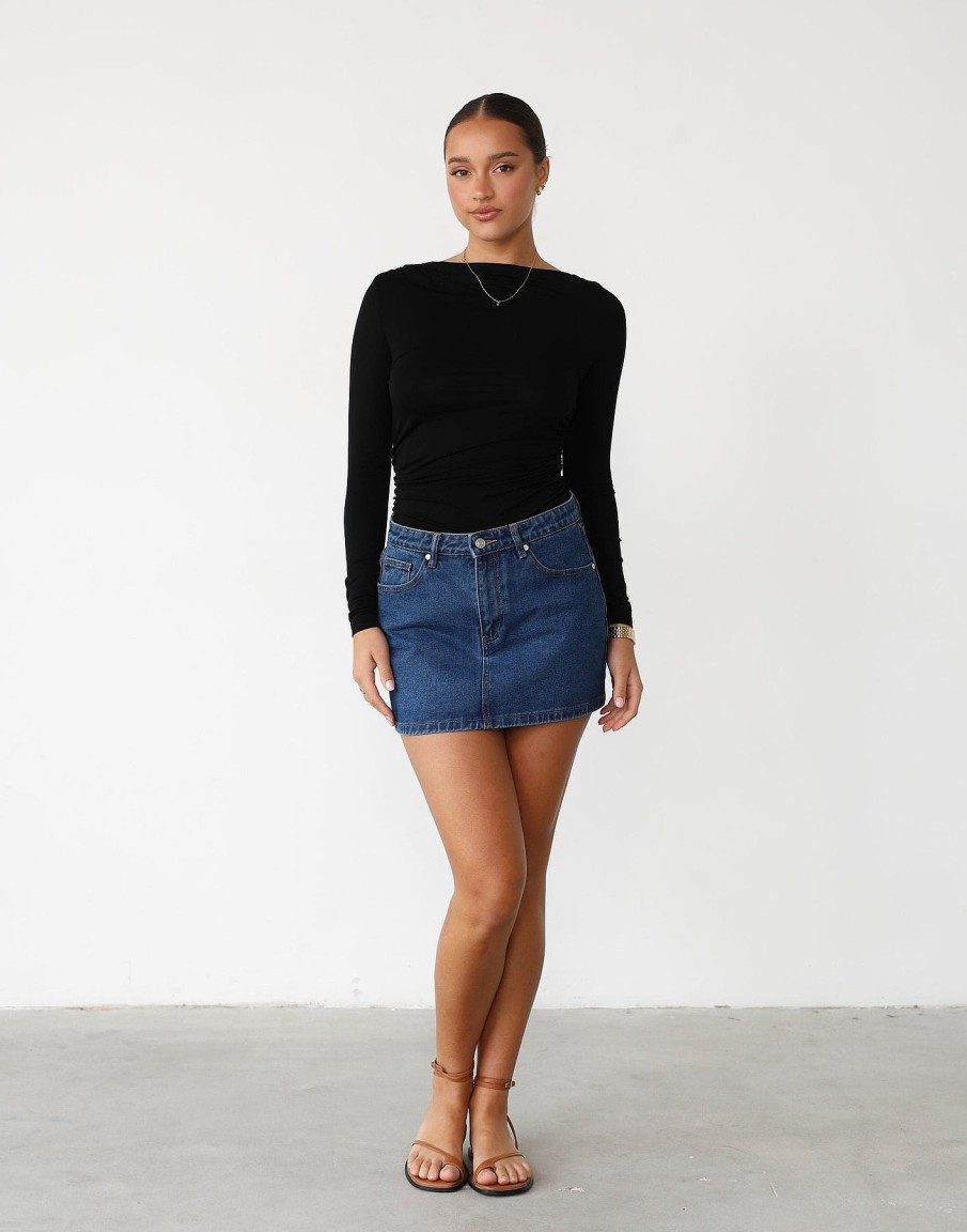 Clothing Qtrend Basics Edit | Sera Long Sleeve Top (Black)