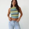 Clothing Into Crop Tops | Renata Top (Green/Blue Stripe)