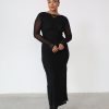 Clothing Charcoal Clothing Maxi Dresses | Luna Mesh Maxi Dress (Black)