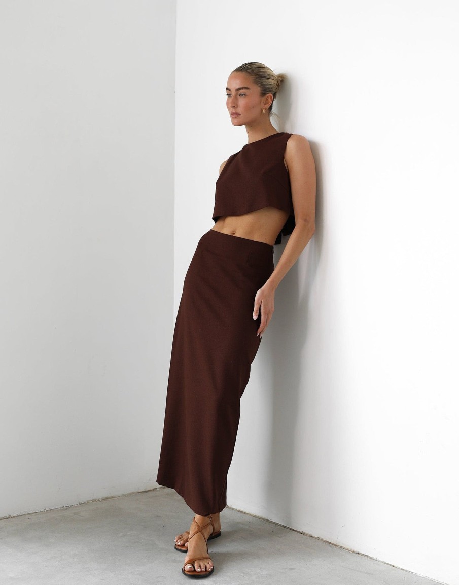 Clothing Charcoal Clothing Skirts | Como Linen Maxi Skirt (Cocoa)