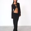 Clothing Lioness Long Sleeve Tops | Barely There Tie Top (Onyx) - By Lioness