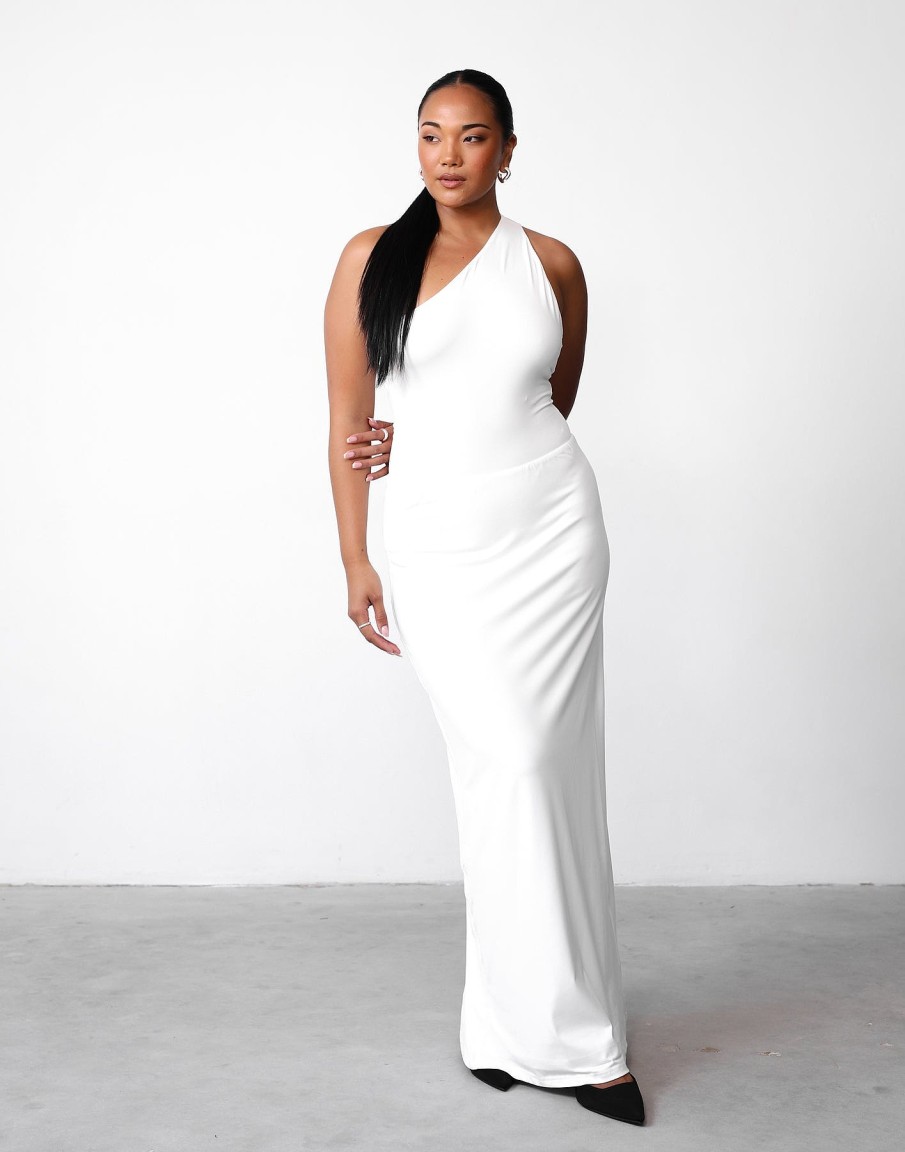 Clothing Charcoal Clothing Partywear | Lindsay Maxi Skirt (White)