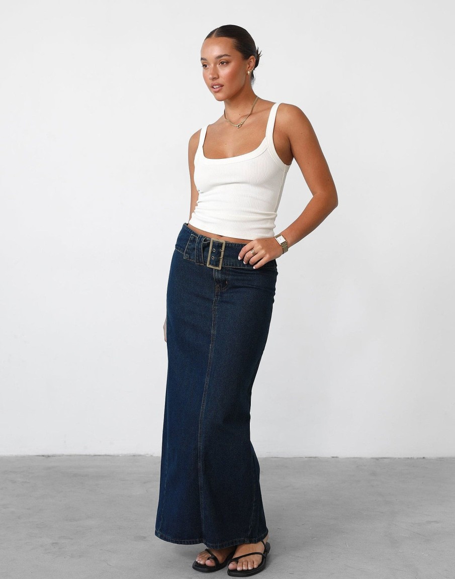 Accessories Lioness Belts | Uma Denim Midi Skirt (Denim Blue) - By Lioness