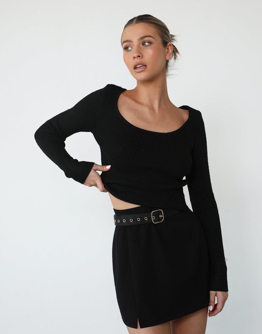 Clothing Alive Girl Long Sleeve Tops | Ianne Long Sleeve Top (Black)