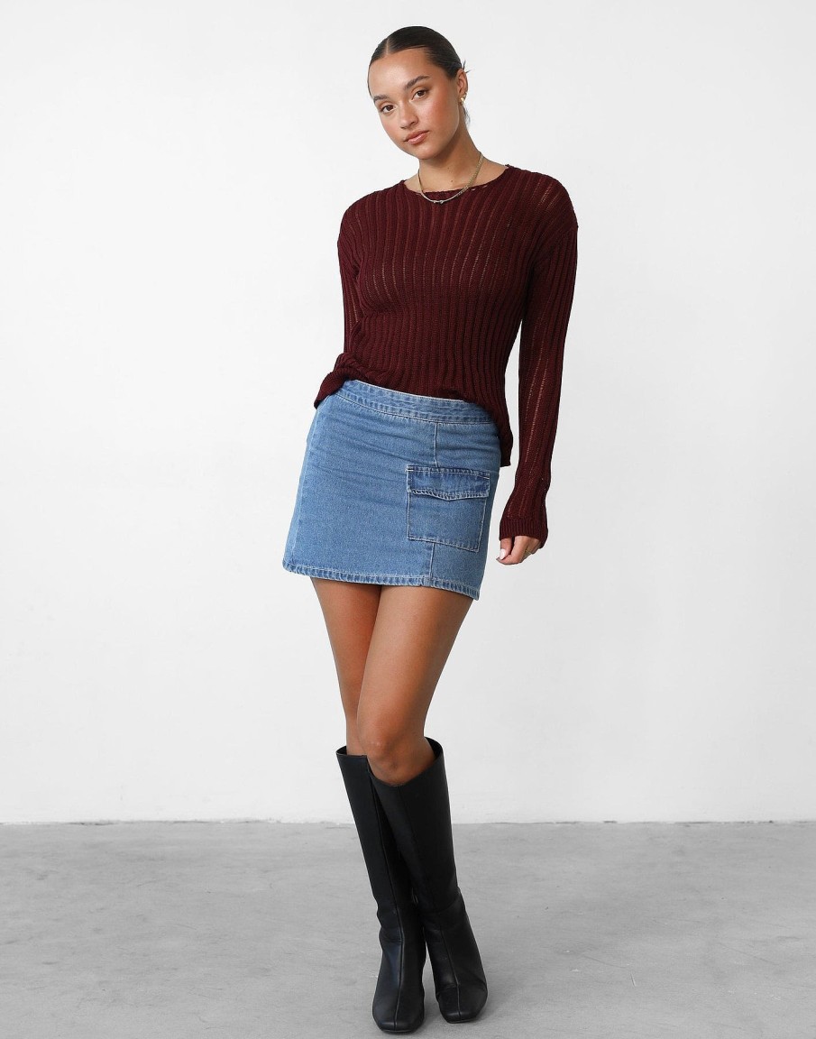 Clothing Fashion Illusion Knitwear | Ruby Long Sleeve Top (Plum)