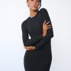 Clothing Qtrend Partywear | Alliyah Long Sleeve Mini Dress (Black)