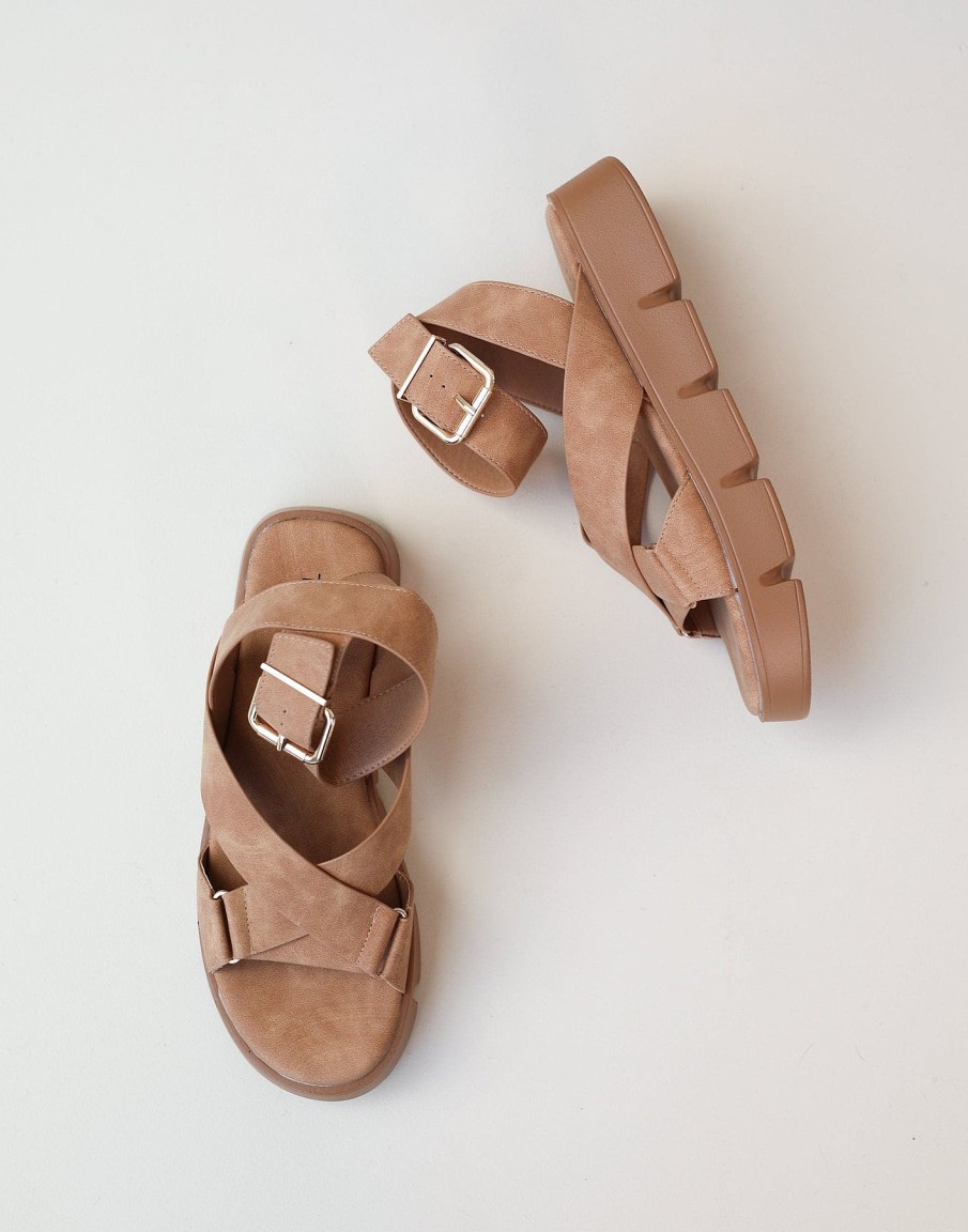 Shoes Therapy | Maze Sandals (Caramel Nubuck Pu) - By Therapy