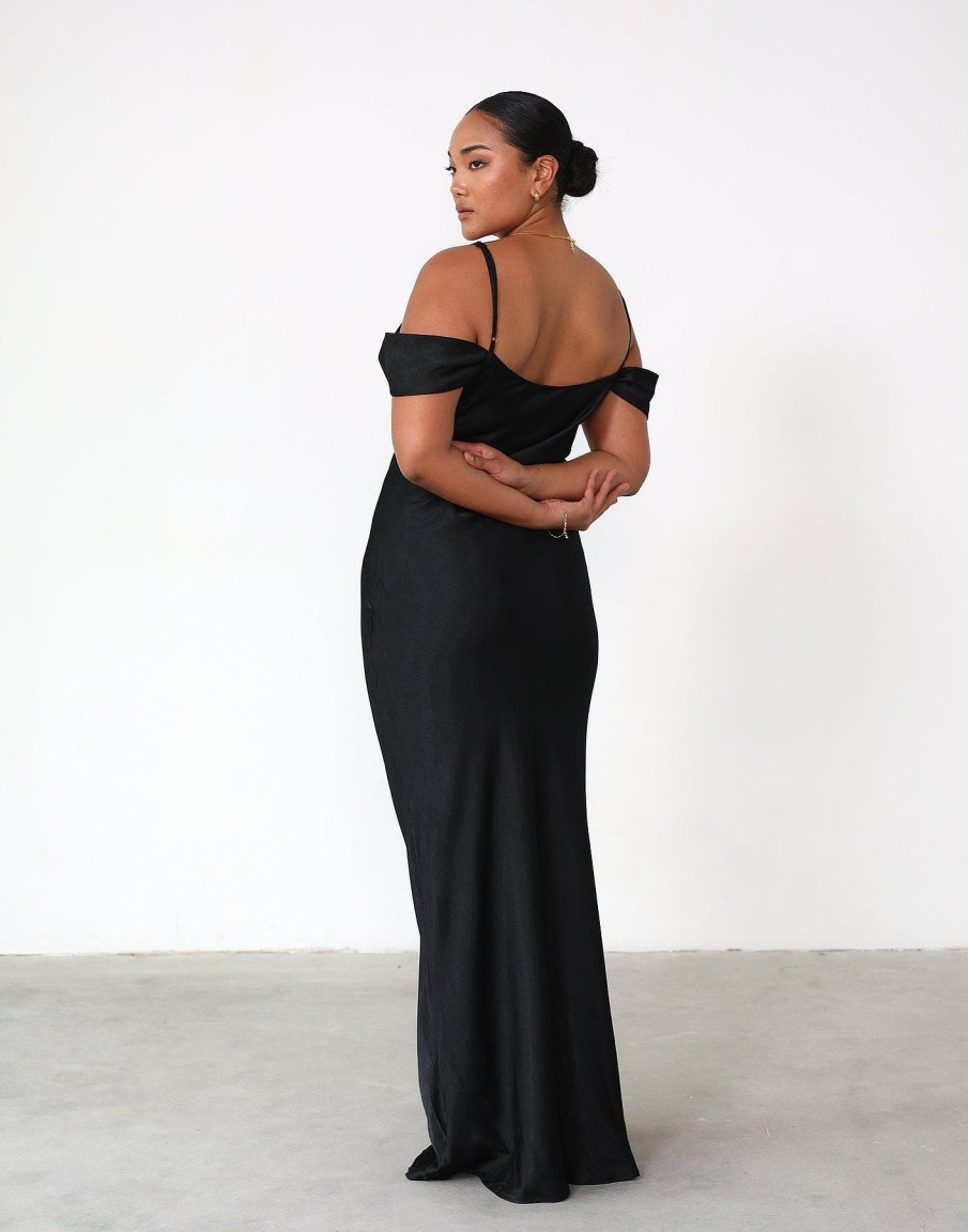 Clothing Charcoal Clothing Partywear | Lily Maxi Dress (Black)