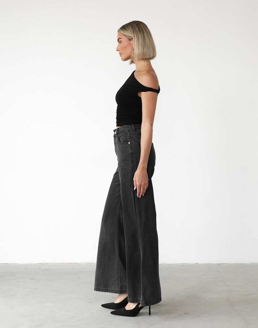 Clothing Charcoal Clothing Basics Edit | Ethan Wide Leg Jeans (Dark Grey)