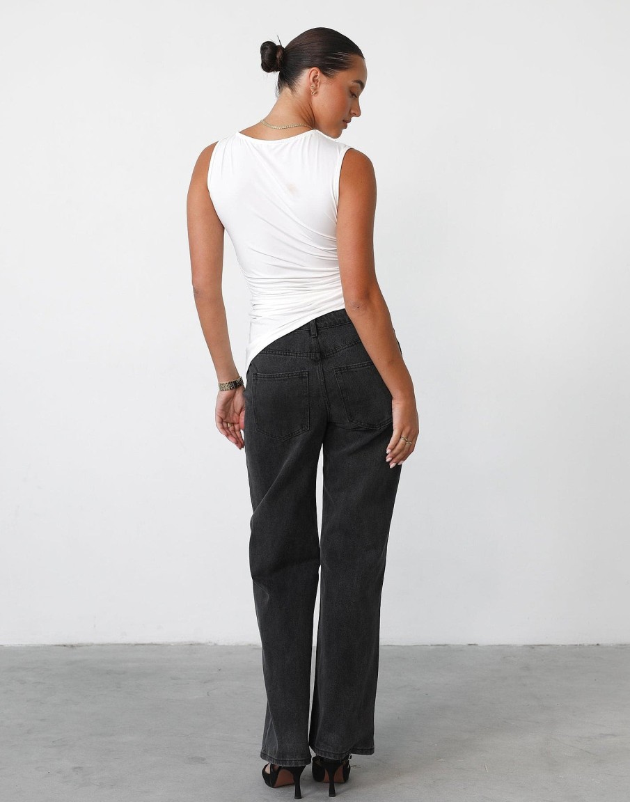 Clothing CHARCOAL Workwear | Daya Top (White)