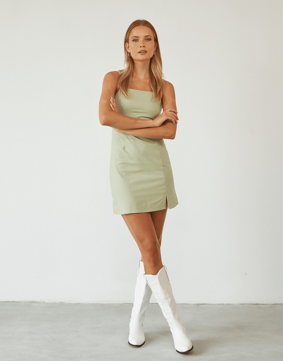 Clothing Pink Diamond Mini Dresses | Leni Mini Dress (Sage)