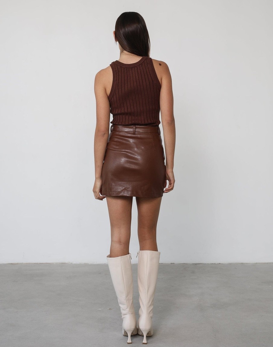 Clothing Qtrend Skirts | Kymberlee Mini Skirt (Brown)