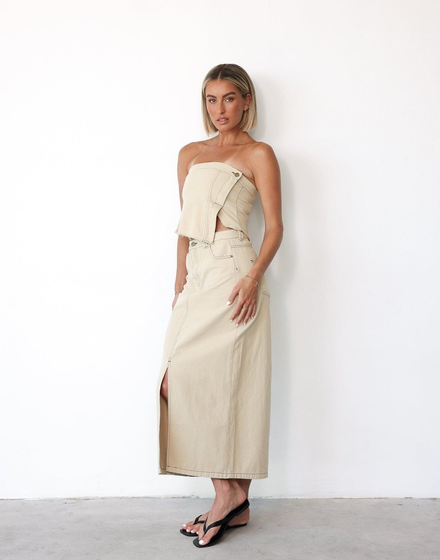 Clothing CHARCOAL Basics Edit | Shrina Maxi Skirt (Beige)