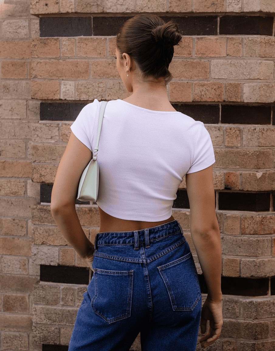 Clothing Charcoal Clothing Basics Edit | Kenz Crop Top (White)