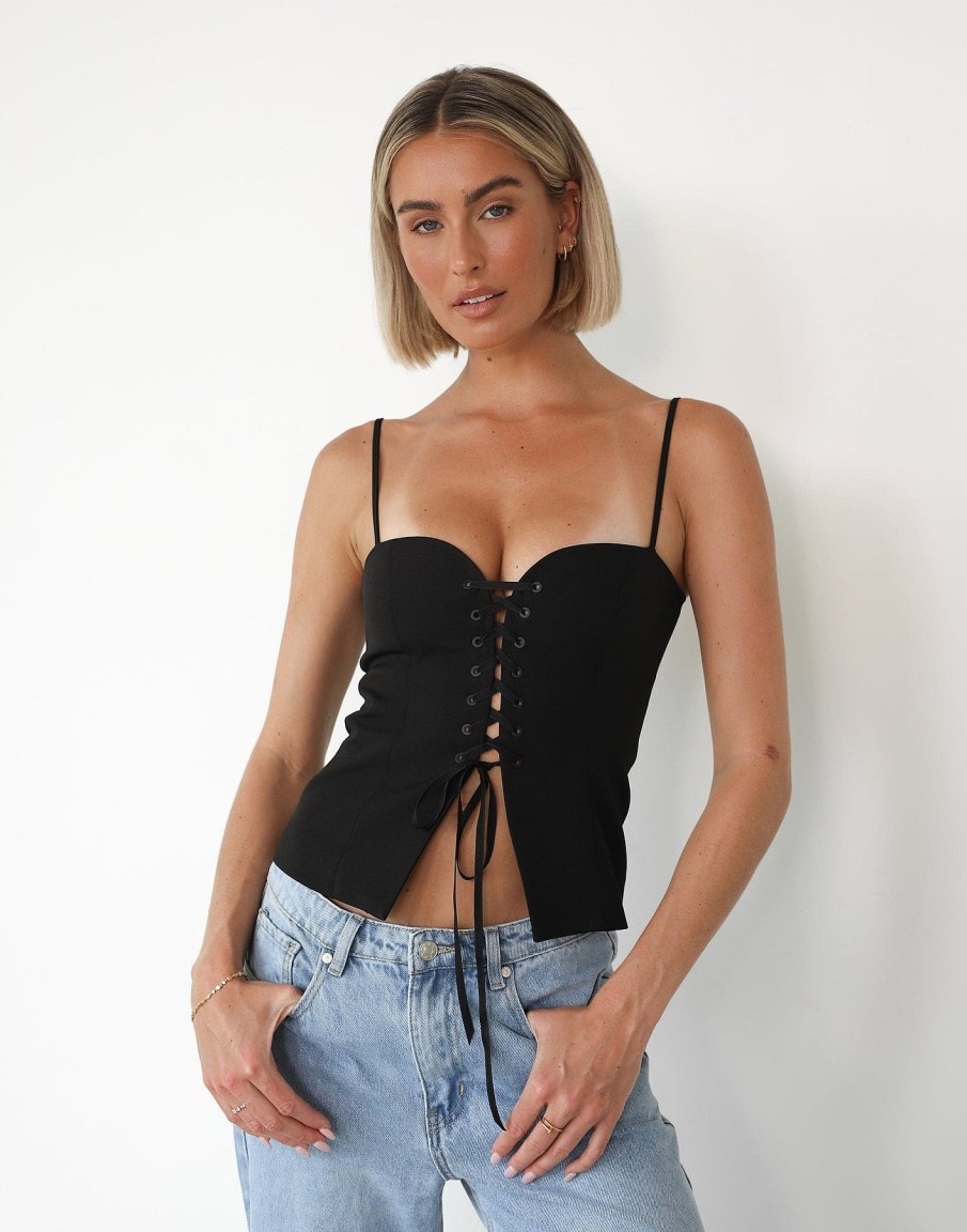 Clothing Charcoal Clothing Crop Tops | Adi Corset Top (Black)