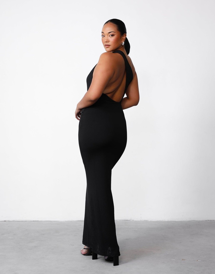 Clothing Charcoal Clothing Partywear | Keira Maxi Dress (Black)