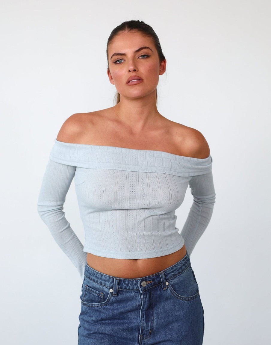 Clothing Luvalot Long Sleeve Tops | Jordyn Long Sleeve Top (Light Blue)