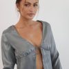 Clothing Into Fashion Partywear | Hannelle Long Sleeve Top (Grey)