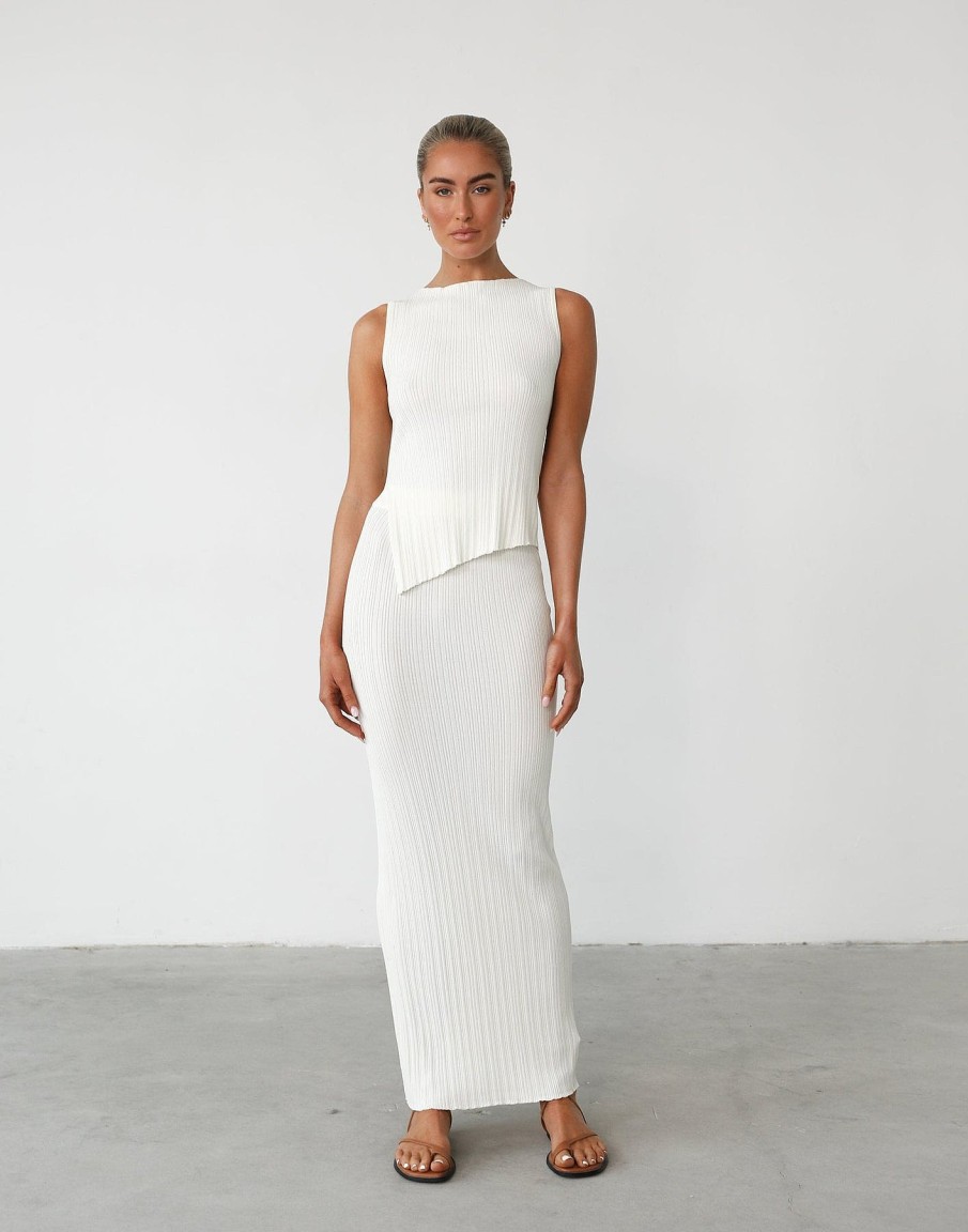 Clothing Qtrend Knitwear | Kienna Maxi Skirt (White)