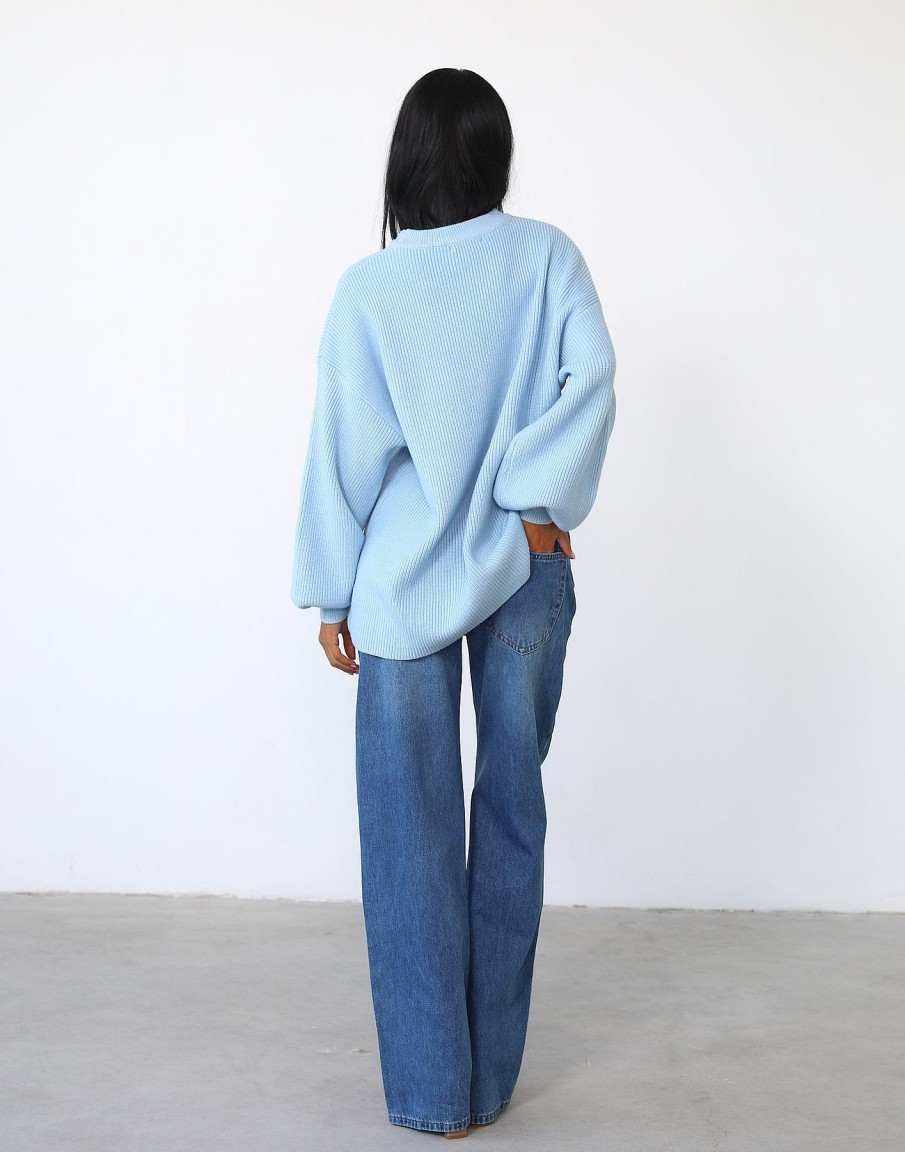 Clothing Charcoal Clothing Knitwear | Cody Oversized Jumper (Powder Blue)