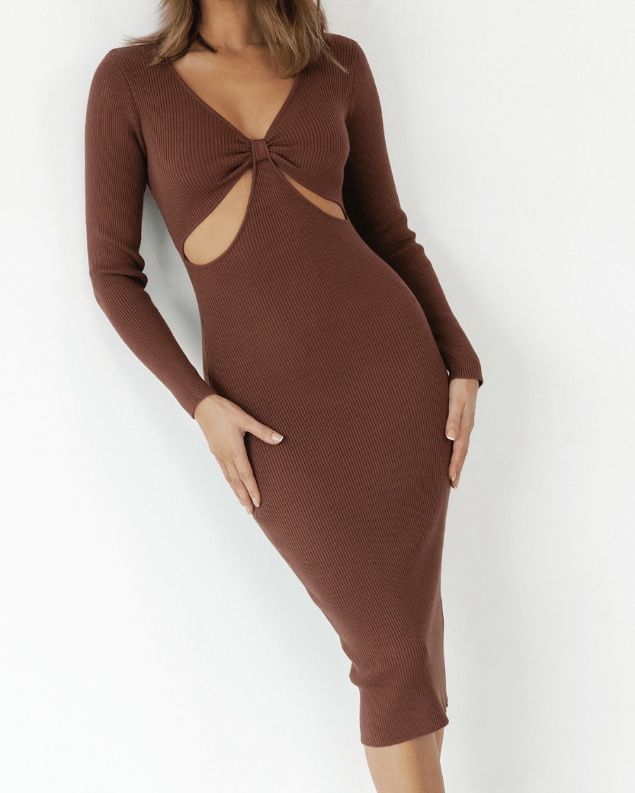 Clothing Shareen Midi Dresses | Cassandra Midi Dress (Brown)