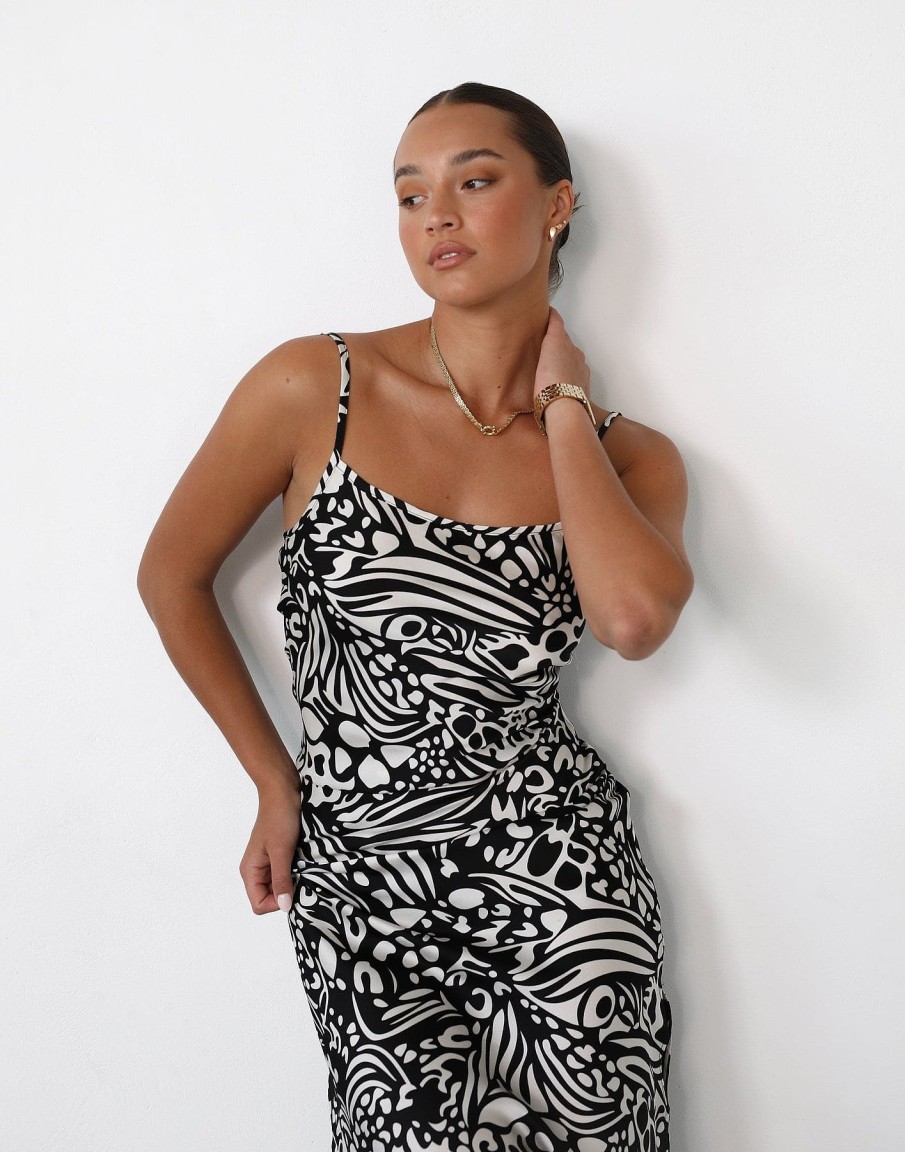 Clothing Paper Heart | Kova Midi Dress (Black/White Print)