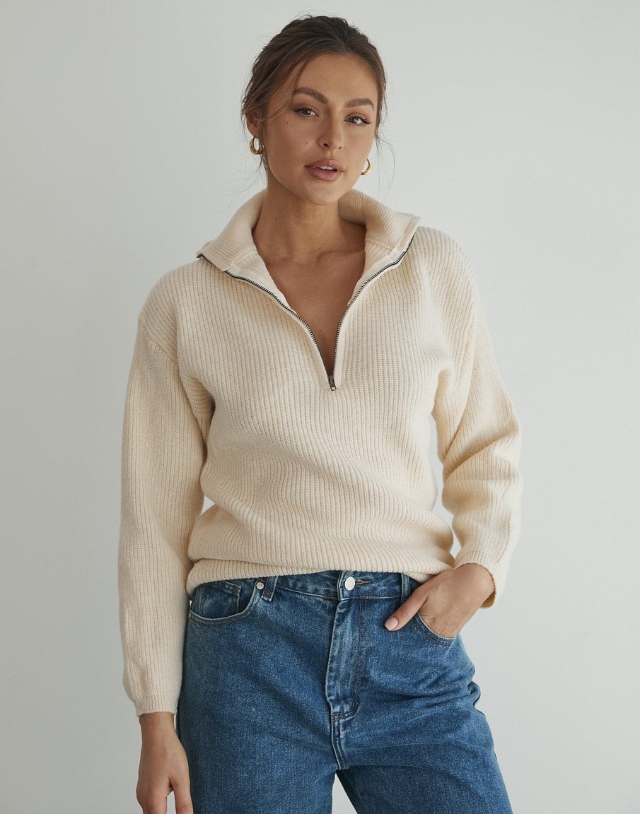 Clothing White Closet Knitwear | Ranley Knit Jumper (Beige)