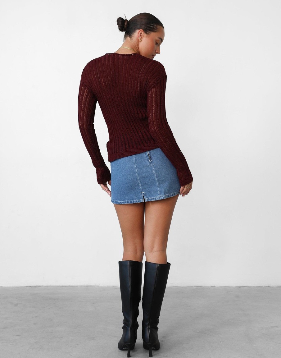 Clothing Fashion Illusion Knitwear | Ruby Long Sleeve Top (Plum)