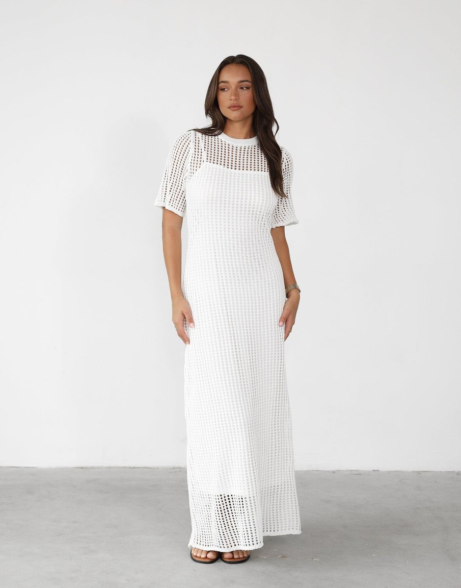 Clothing Charcoal Maxi Dresses | Phoemela Maxi Dress (White)