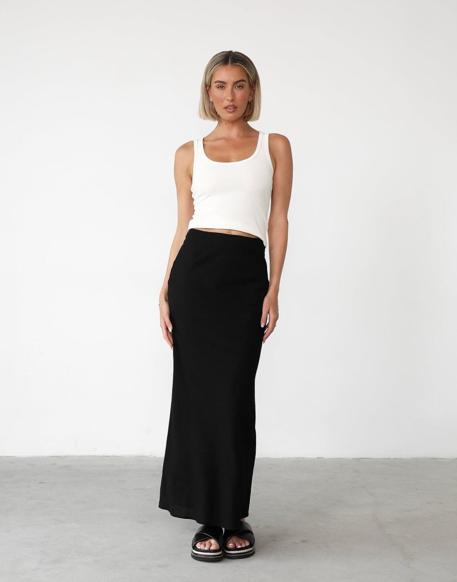 Clothing Charcoal Clothing Skirts | Cleo Linen Maxi Skirt (Black)