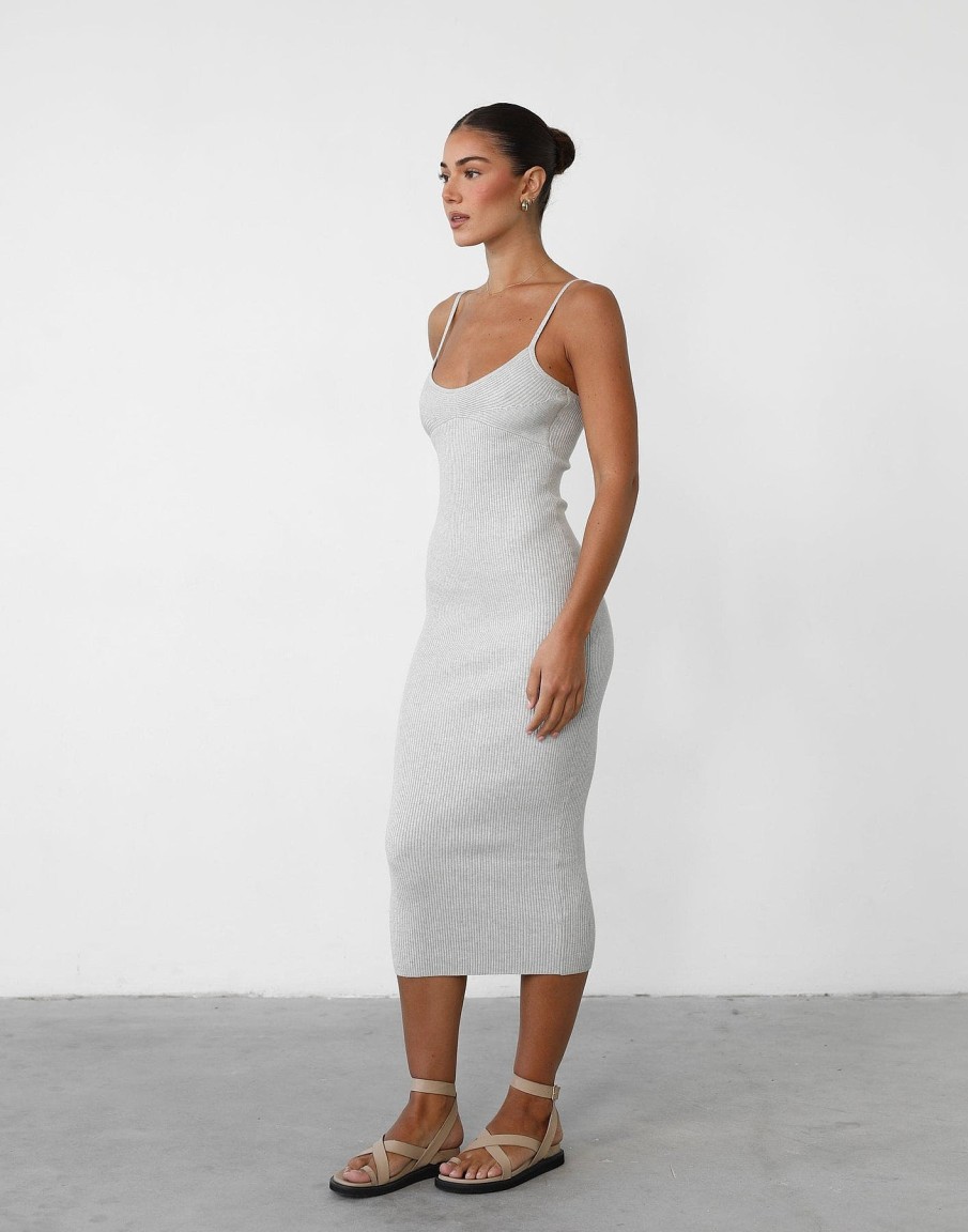 Clothing Alive Girl Partywear | Aminah Midi Dress (Light Grey)