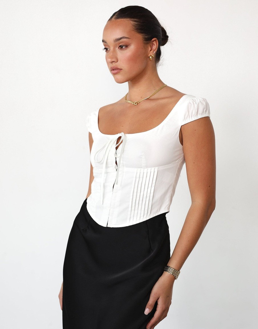 Clothing Charcoal Clothing Basics Edit | Faye Top (White)