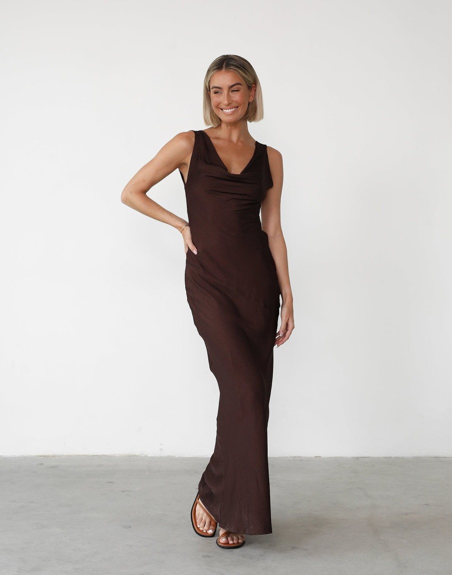 Clothing Charcoal Clothing Maxi Dresses | Imogen Maxi Dress (Espresso)