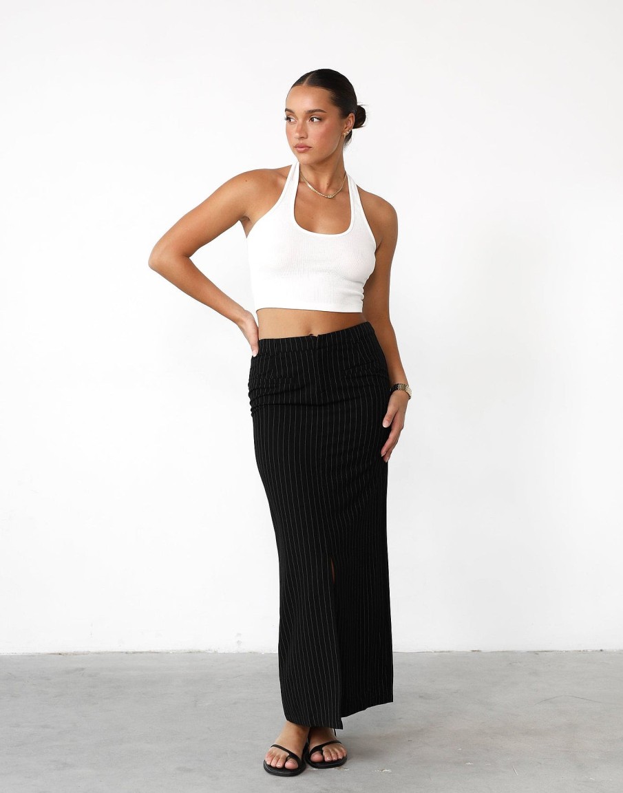 Clothing Alive Girl Workwear | Sav Maxi Skirt (Black Pinstripe)