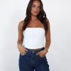 Clothing Charcoal Clothing Crop Tops | Own The Moment Corset Top (White)