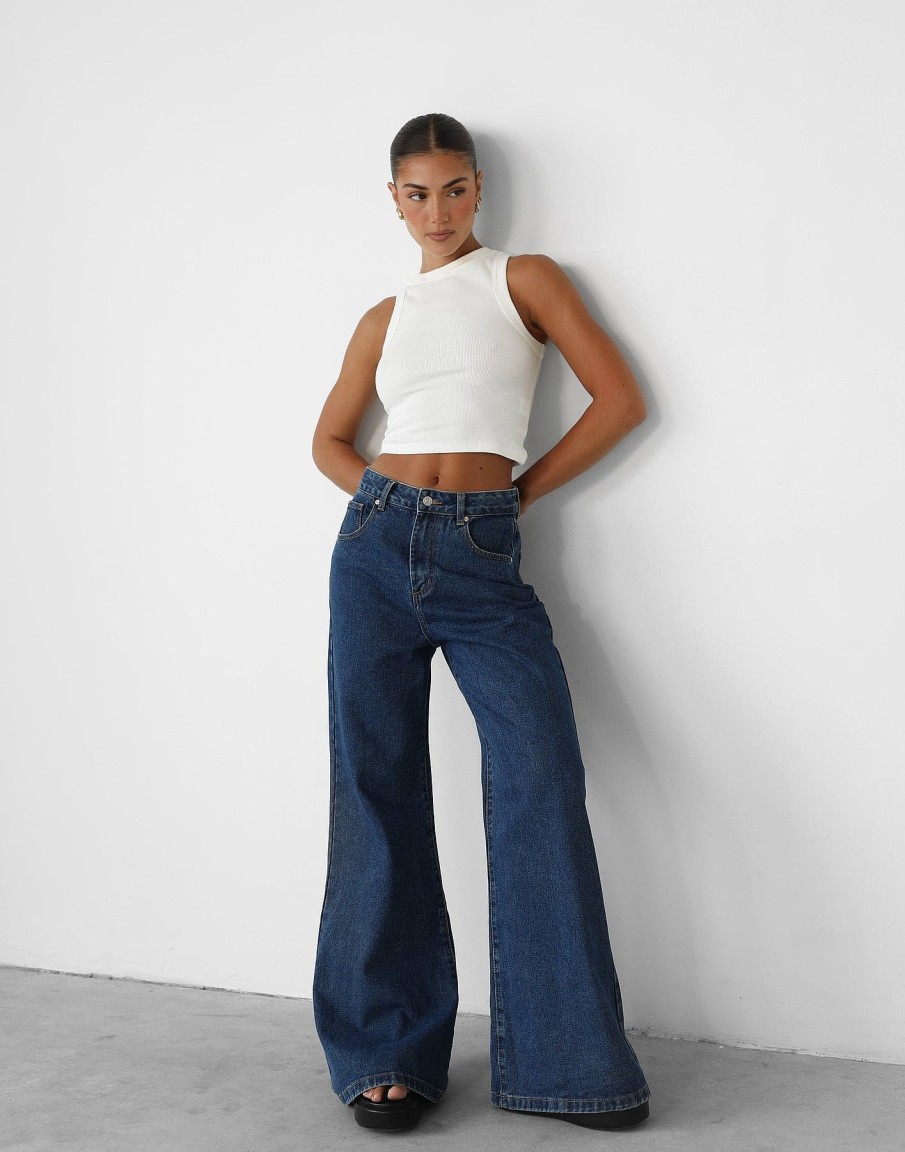 Clothing Charcoal Clothing Denim Edit | Ethan Wide Leg Jeans (Dark Denim)